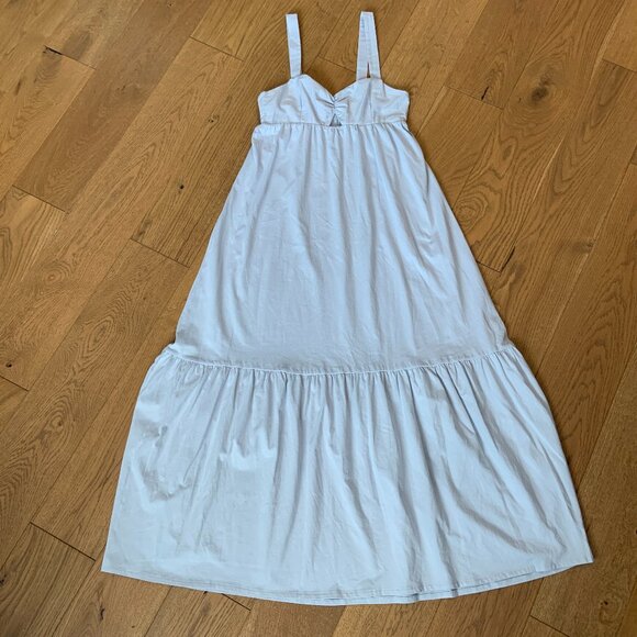 Zara Women's Strappy 100% Cotton Maxi Dress Gathered Front Light Blue Size S - Picture 11 of 16